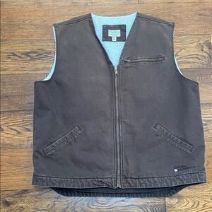 Cabela's Sherpa-Lined Duck Canvas Workwear Vest, brown, size 2XL tall